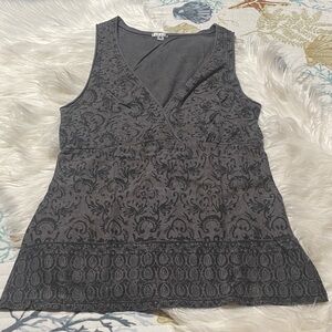Elegant Charcoal Patterned Tank Top